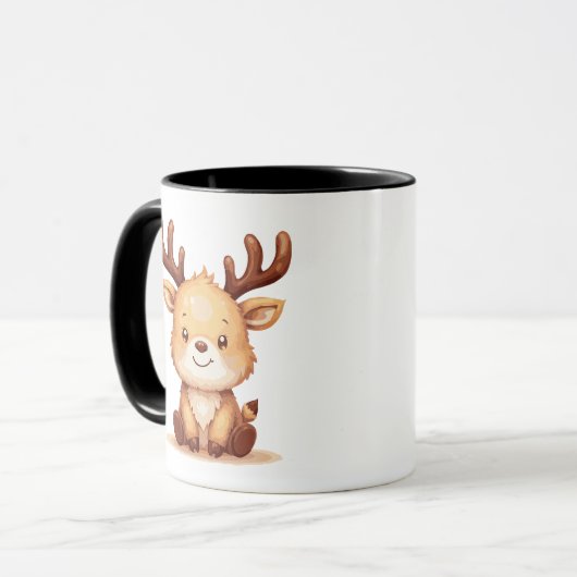 Kawaii Reindeer Christmas Holiday Coffee Mug Tasse (Vorderseite Links)