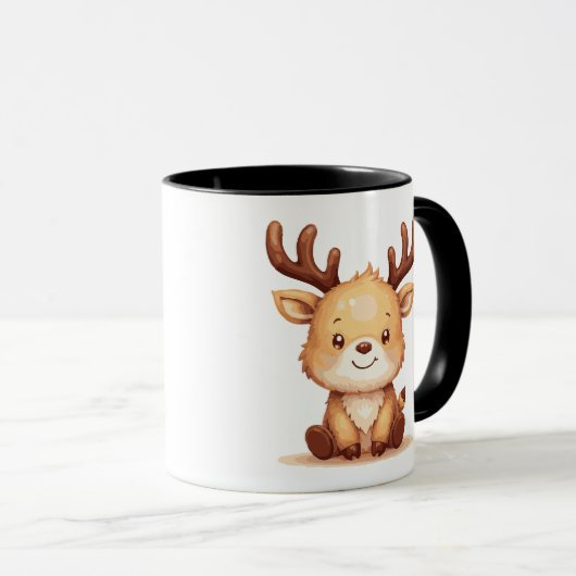 Kawaii Reindeer Christmas Holiday Coffee Mug Tasse (VorderseiteRechts)