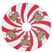 Kawaii Reindeer Christmas Tree Skirt Polyester Weihnachtsbaumdecke (Vorderseite)