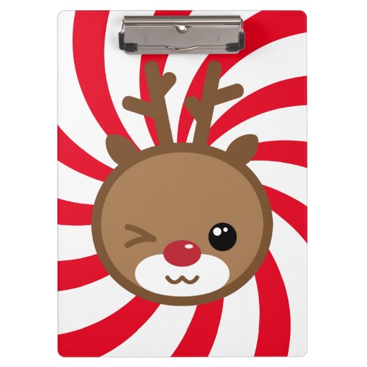Kawaii Reindeer Clipboard Klemmbrett (Vorderseite)