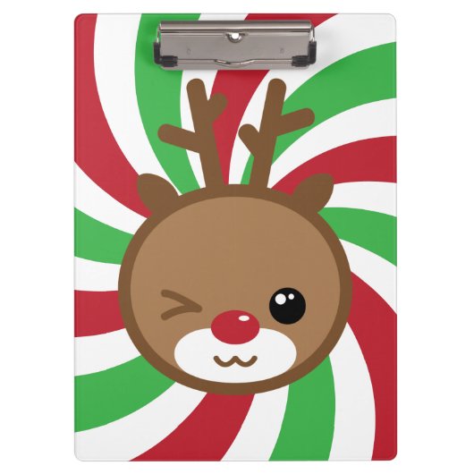Kawaii Reindeer Clipboard Klemmbrett (Vorderseite)