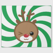 Kawaii Reindeer Gift Wrap Geschenkpapier (Flach)