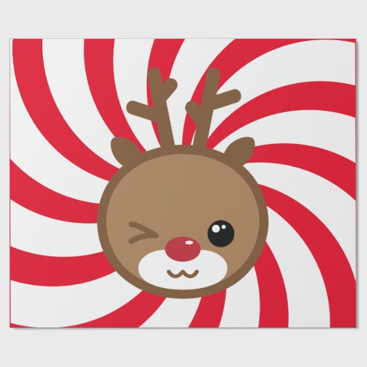 Kawaii Reindeer Gift Wrap Geschenkpapier (Flach)