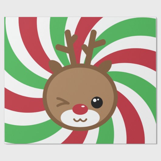 Kawaii Reindeer Gift Wrap Geschenkpapier (Flach)