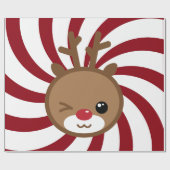 Kawaii Reindeer Gift Wrap Geschenkpapier (Flach)