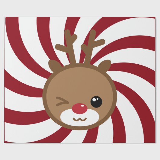 Kawaii Reindeer Gift Wrap Geschenkpapier (Flach)