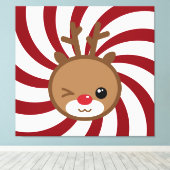 Kawaii Reindeer Leinwand Wall Art (Insitu (Holzboden))