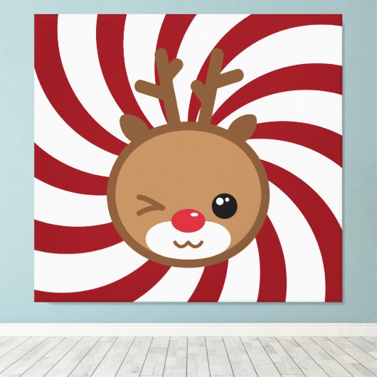 Kawaii Reindeer Leinwand Wall Art (Insitu (Holzboden))