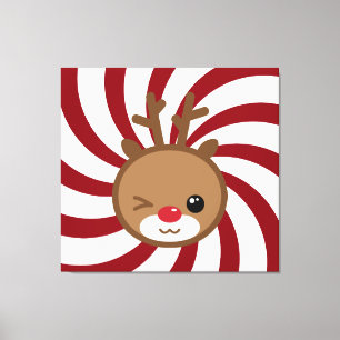 Kawaii Reindeer Leinwand Wall Art