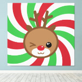 Kawaii Reindeer Leinwand Wall Art (Insitu (Holzboden))