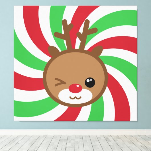Kawaii Reindeer Leinwand Wall Art (Insitu (Holzboden))