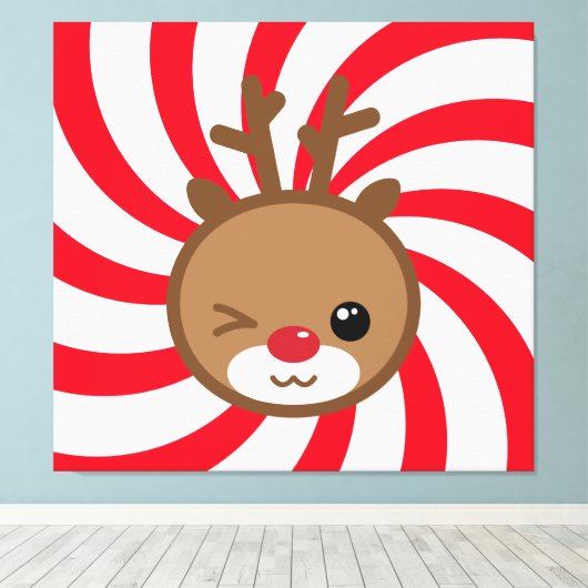 Kawaii Reindeer Leinwand Wall Art (Insitu (Holzboden))