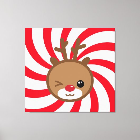 Kawaii Reindeer Leinwand Wall Art (Vorderseite)