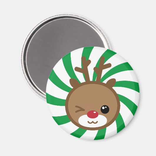 Kawaii Reindeer Magnet (Vorderseite/Rückseite)