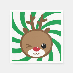 Kawaii Reindeer Paper Napkins Serviette