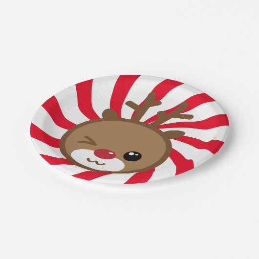 Kawaii Reindeer Paper Tellers Pappteller (Schrägansicht)