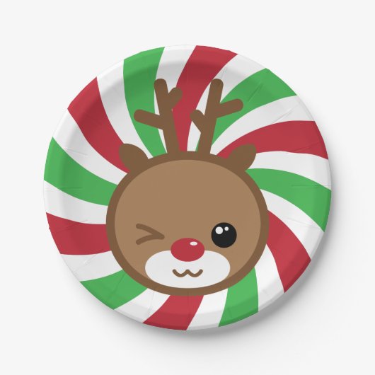 Kawaii Reindeer Paper Tellers Pappteller (Vorderseite)