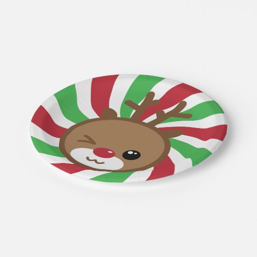 Kawaii Reindeer Paper Tellers Pappteller (Schrägansicht)