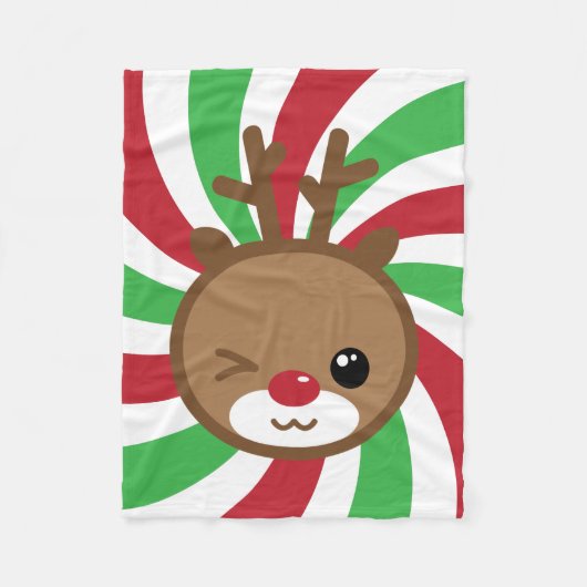 Kawaii Reindeer Small Fleece Blanket (Vorderseite)