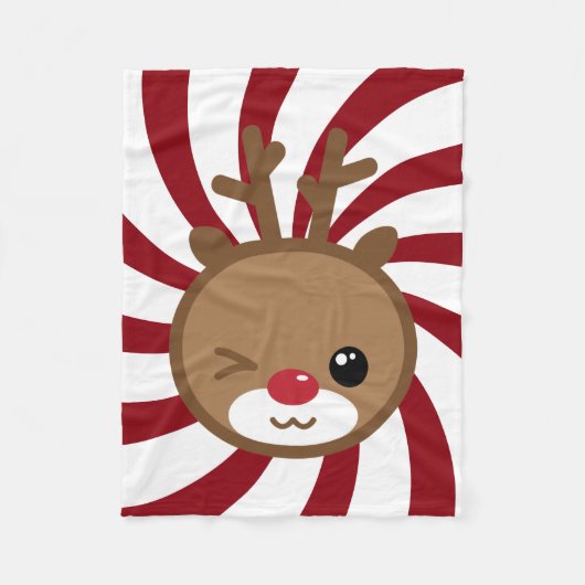Kawaii Reindeer Small Fleece Blanket (Vorderseite)