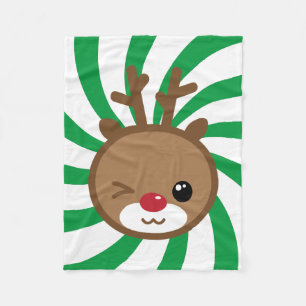 Kawaii Reindeer Small Fleece Blanket
