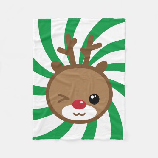 Kawaii Reindeer Small Fleece Blanket (Vorderseite)