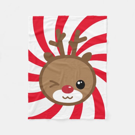Kawaii Reindeer Small Fleece Blanket (Vorderseite)