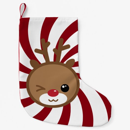 Kawaii Reindeer Weihnachts-Strumpf Kleiner Weihnachtsstrumpf (Vorderseite)