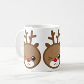 Kawaii Reindeer Weihnachts-Tasse Kaffeetasse (Vorderseite Links)