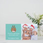 Kawaii Reindeer Weihnachtsfotokarten Feiertagskarte (Stehend Vorderseite)