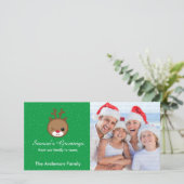 Kawaii Reindeer Weihnachtsfotokarten Feiertagskarte (Stehend Vorderseite)