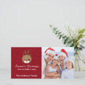 Kawaii Reindeer Weihnachtsfotokarten Feiertagskarte (Stehend Vorderseite)