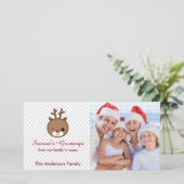 Kawaii Reindeer Weihnachtsfotokarten Feiertagskarte (Stehend Vorderseite)