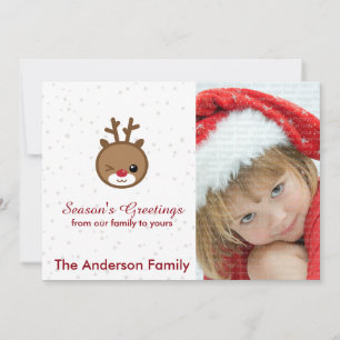 Kawaii Reindeer Weihnachtsfotokarten Feiertagskarte