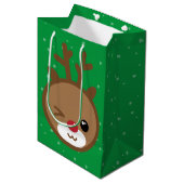 Kawaii Reindeer Weihnachtsgeschenktasche Mittlere Geschenktüte (Vorderseite Schrägansicht)