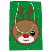 Kawaii Reindeer Weihnachtsgeschenktasche Mittlere Geschenktüte (Vorderseite)
