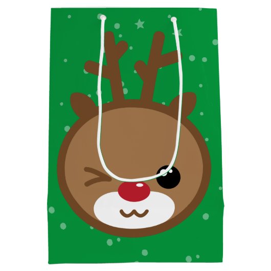 Kawaii Reindeer Weihnachtsgeschenktasche Mittlere Geschenktüte (Rückseite)