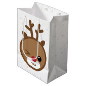 Kawaii Reindeer Weihnachtsgeschenktasche Mittlere Geschenktüte (Vorderseite Schrägansicht)