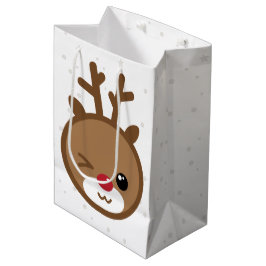 Kawaii Reindeer Weihnachtsgeschenktasche Mittlere Geschenktüte