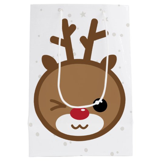 Kawaii Reindeer Weihnachtsgeschenktasche Mittlere Geschenktüte (Rückseite)