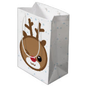 Kawaii Reindeer Weihnachtsgeschenktasche Mittlere Geschenktüte (Rückseite Schrägansicht)