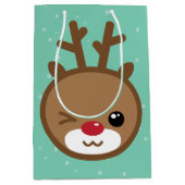 Kawaii Reindeer Weihnachtsgeschenktasche Mittlere Geschenktüte (Vorderseite)