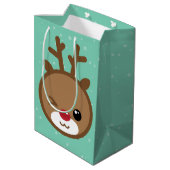 Kawaii Reindeer Weihnachtsgeschenktasche Mittlere Geschenktüte (Rückseite Schrägansicht)