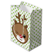 Kawaii Reindeer Weihnachtsgeschenktasche Mittlere Geschenktüte (Vorderseite Schrägansicht)