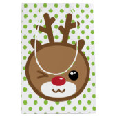 Kawaii Reindeer Weihnachtsgeschenktasche Mittlere Geschenktüte (Vorderseite)