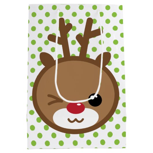 Kawaii Reindeer Weihnachtsgeschenktasche Mittlere Geschenktüte (Rückseite)