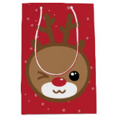 Kawaii Reindeer Weihnachtsgeschenktasche Mittlere Geschenktüte (Vorderseite)