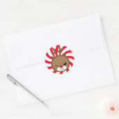 Kawaii Reindeer WeihnachtsStickers Runder Aufkleber (Umschlag)