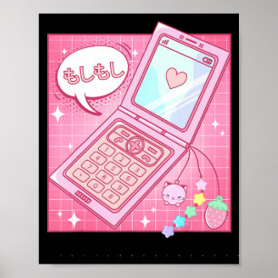 Kawaii Retro 90er japanisches Y2K Dreh Phone Poster