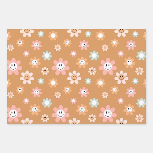 Kawaii Retro Daisy Stars Geschenkpapier Set (Vorderseite)